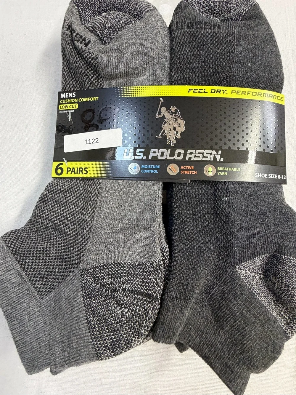 U.S. Polo Assn. Men's Dark Gray & Light Gray Low-Cut Athletic Socks - 6 Pack